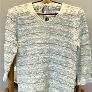 Poem by Oliver Bonas Striped fringe and metallic tie back sweater size medium